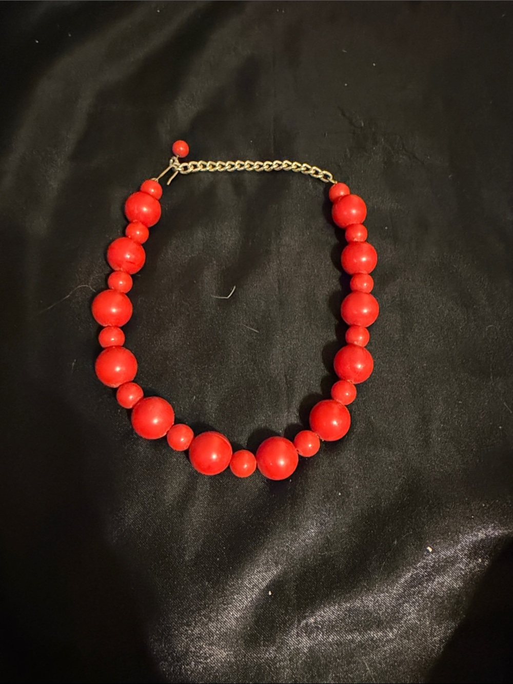 Red Beaded Statement Necklace - Unbranded